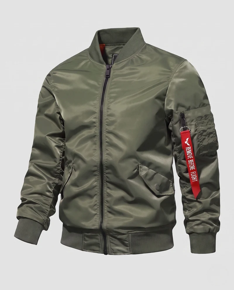 Herren Bomberjacke im Fliegerstil mit wattierter thermischer Fütterung und Taschen auf dem Ärmel Drune