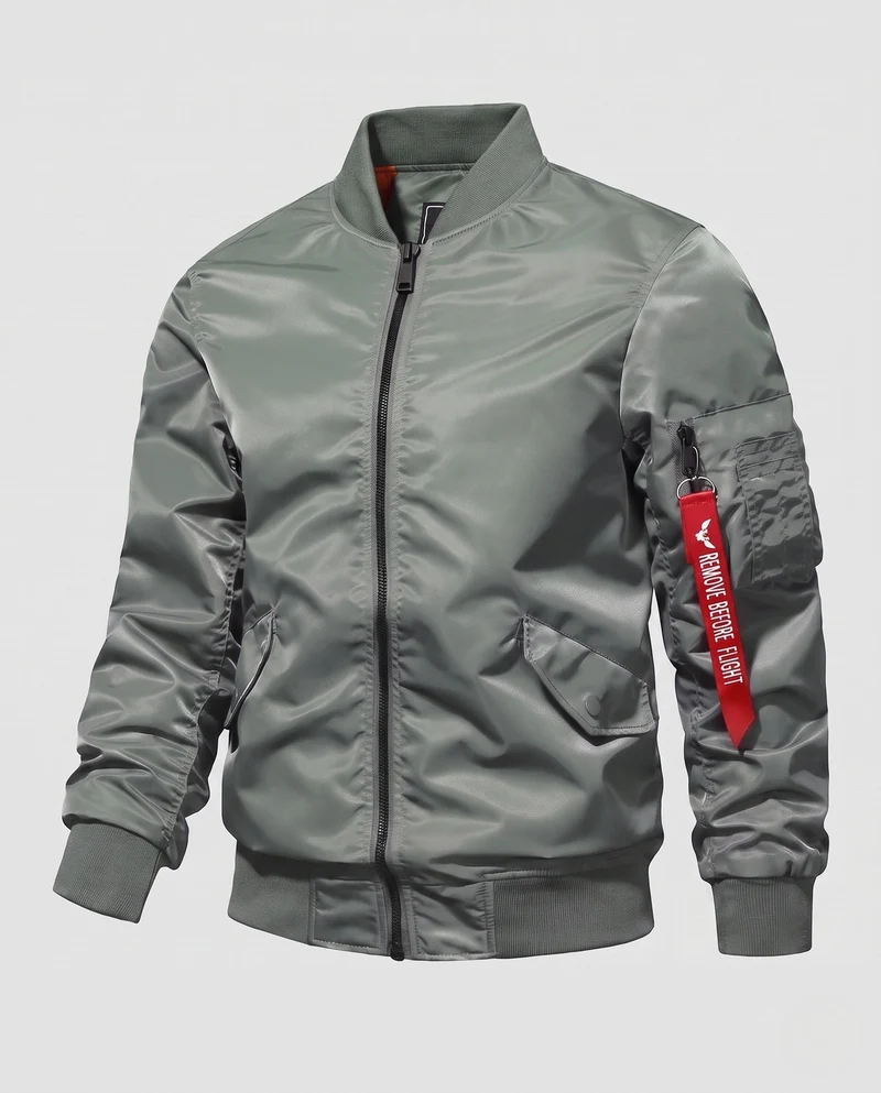 Herren Bomberjacke im Fliegerstil mit wattierter thermischer Fütterung und Taschen auf dem Ärmel Drune