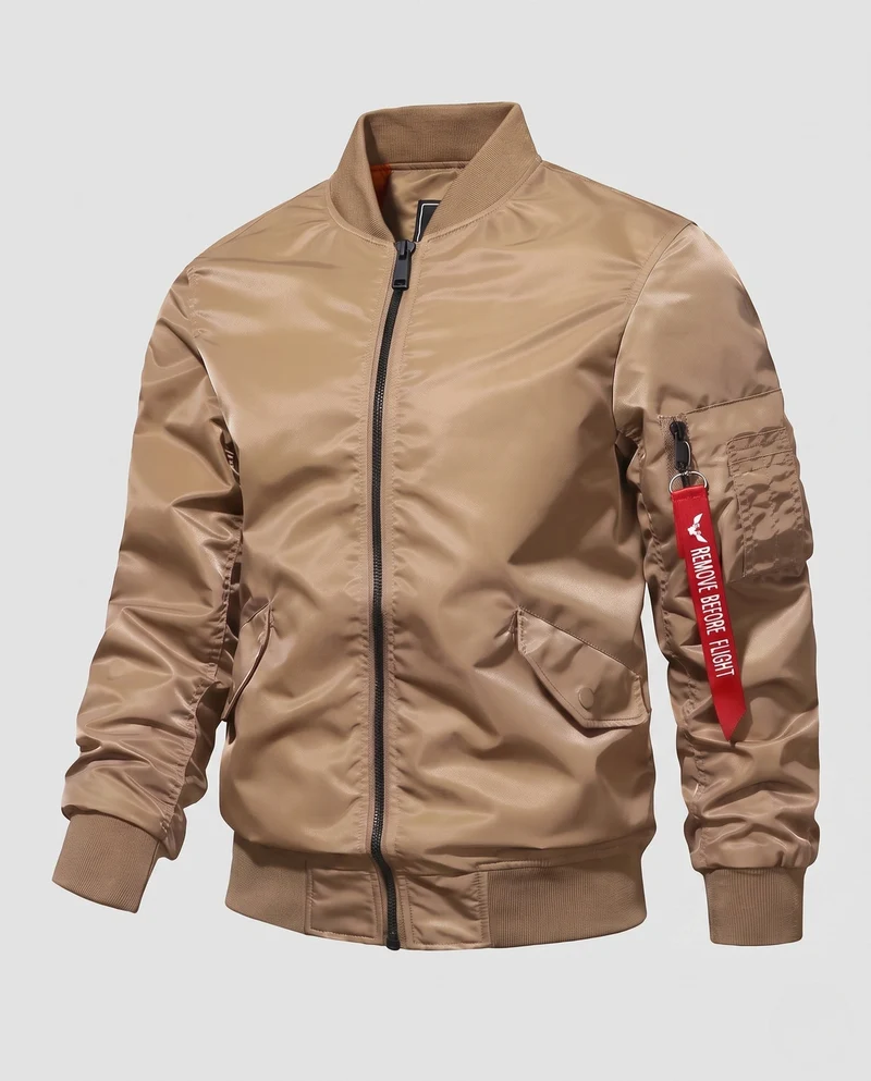 Herren Bomberjacke im Fliegerstil mit wattierter thermischer Fütterung und Taschen auf dem Ärmel Drune
