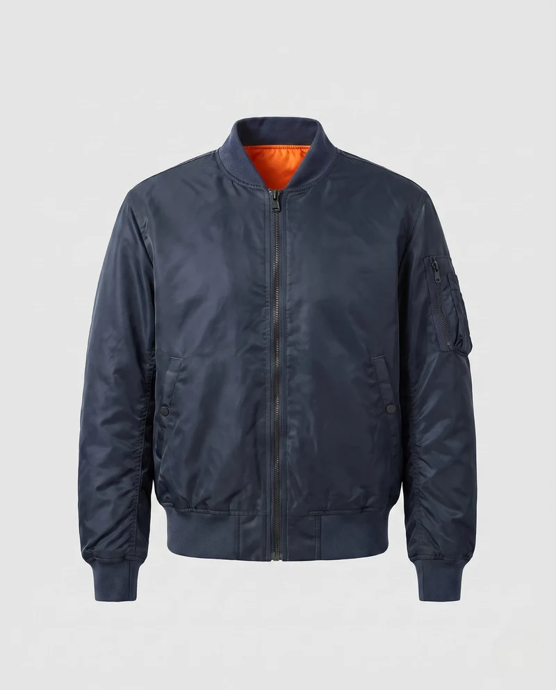 Herren-Pilotjacke im Bomberstil mit kontrastierender Innenauskleidung und Armtasche Drune