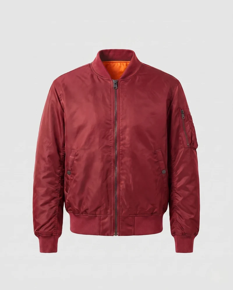 Herren-Pilotjacke im Bomberstil mit kontrastierender Innenauskleidung und Armtasche Drune
