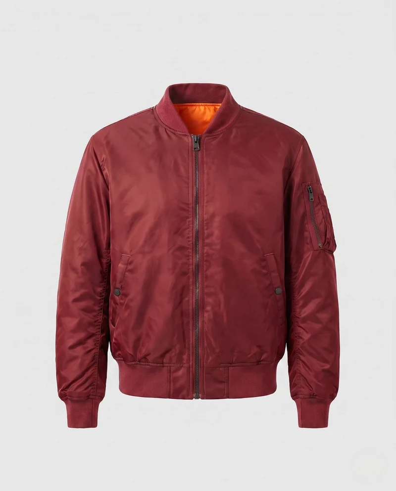 Herren-Pilotjacke im Bomberstil mit kontrastierender Innenauskleidung und Armtasche Drune