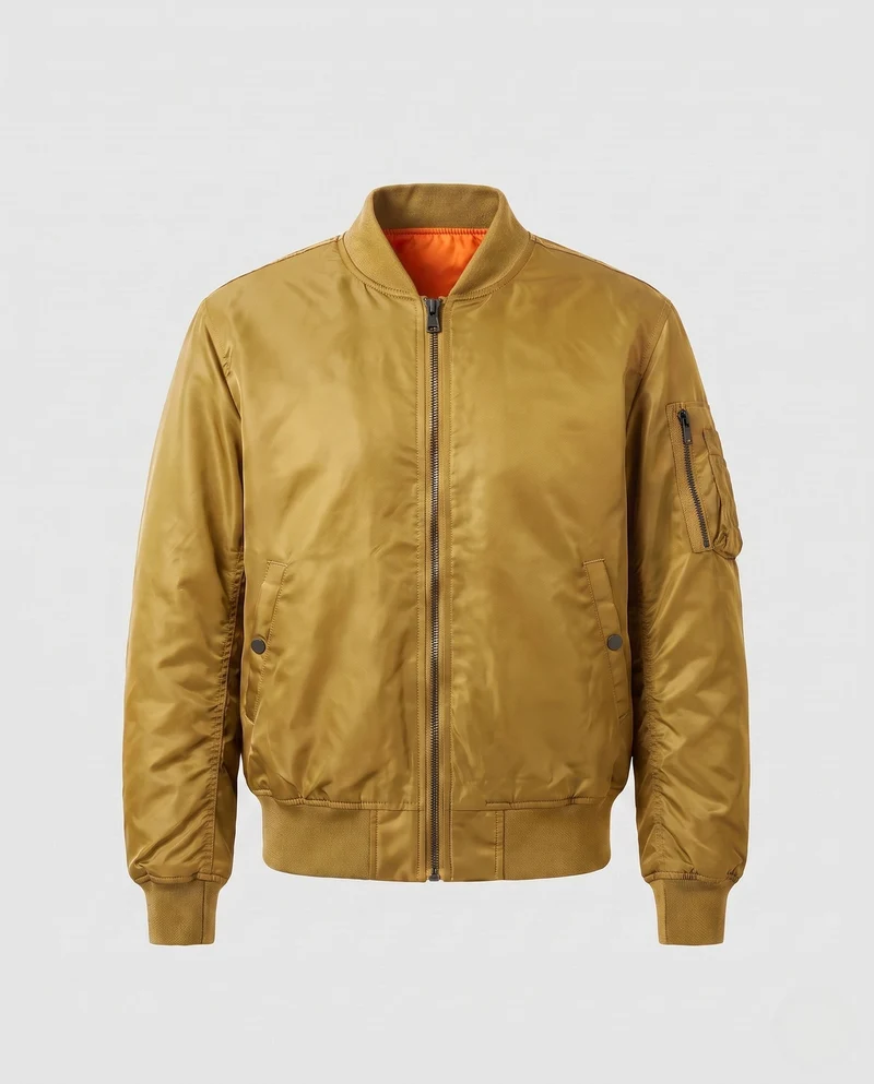 Herren-Pilotjacke im Bomberstil mit kontrastierender Innenauskleidung und Armtasche Drune