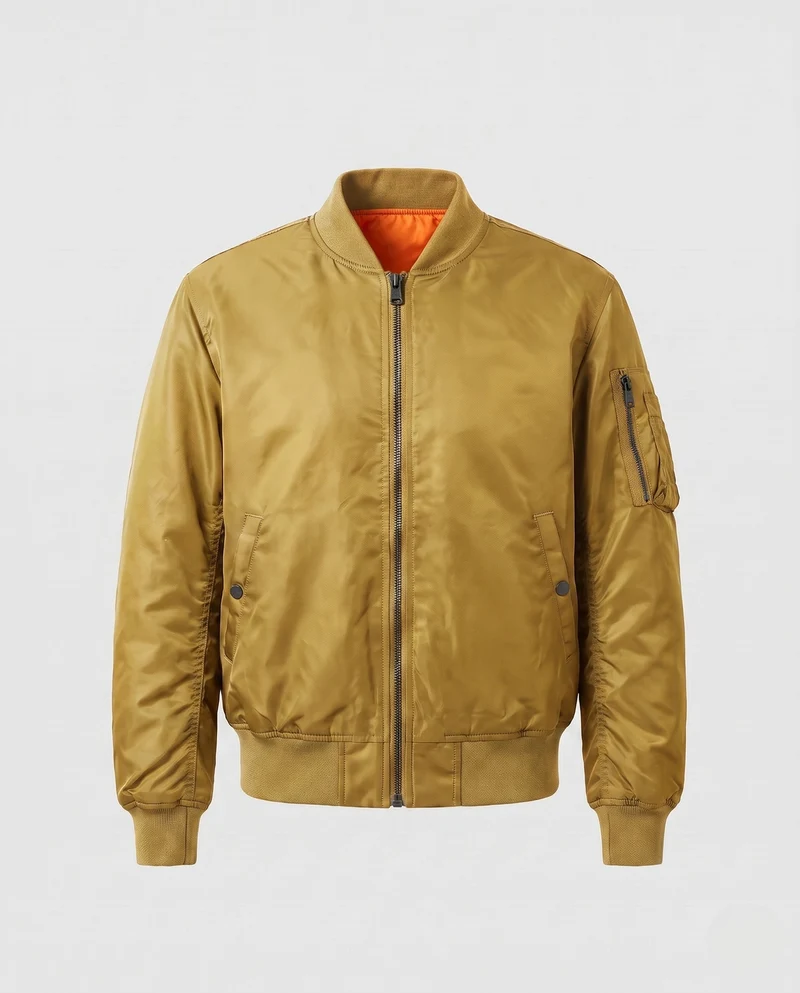 Herren-Pilotjacke im Bomberstil mit kontrastierender Innenauskleidung und Armtasche Drune