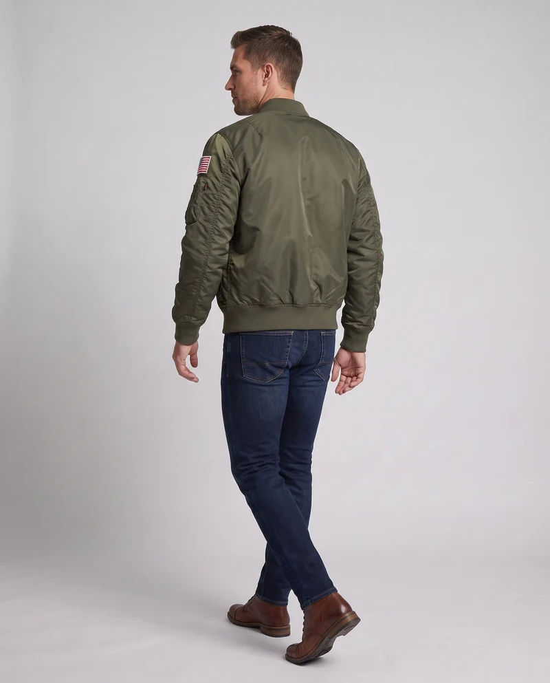 Herren Pilot-Stil Bomberjacke mit Utility-Taschen und gerippten Bündchen Drune