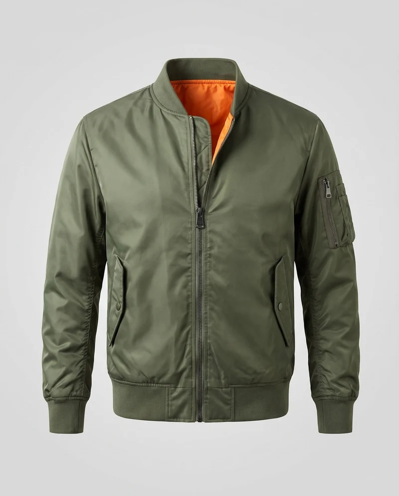 Herren Bomberjacke Pilotenjacke mit wärmendem Thermofutter und Utility-Tasche am Ärmel Drune