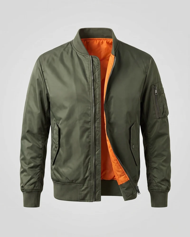 Herren Bomberjacke Pilotenjacke mit wärmendem Thermofutter und Utility-Tasche am Ärmel Drune