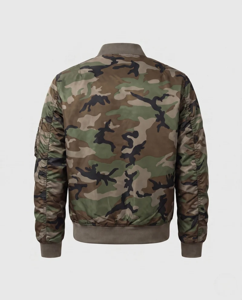 Herren Camouflage Flug-Bomberjacke mit Utility-Armtasche und gerippten Bündchen Drune
