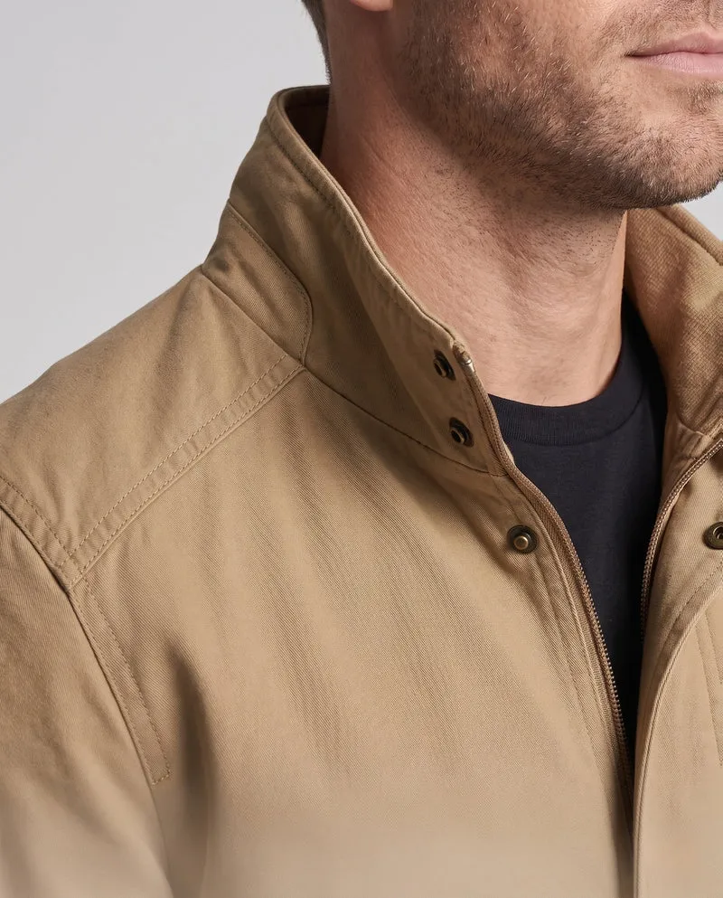 Herren-Canvas-Blouson mit gerippten Bündchen, verdecktem Frontreißverschluss und Camouflage-Futter Drune