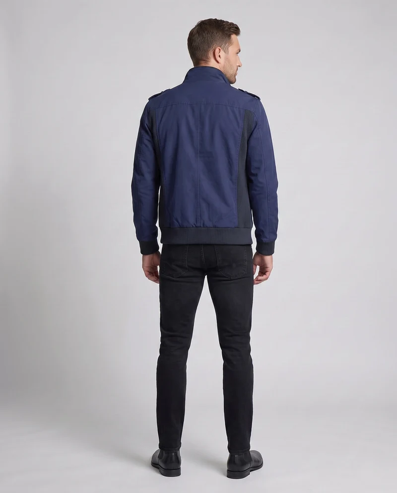 Herren Utility Style Canvas Feldjacke mit Schulterriemen, Reißverschluss und gerippten Bündchen Drune