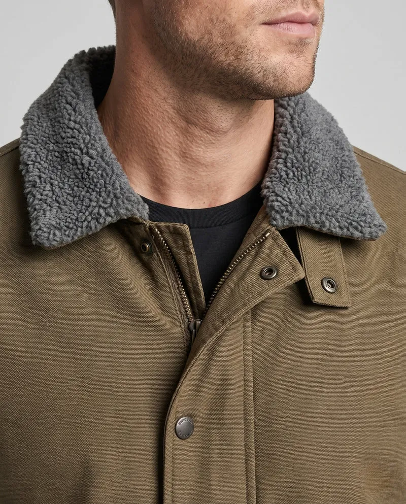 Herren-Canvas-Feldjacke mit Teddyfutter, Stehkragen und verdecktem Reißverschluss Drune