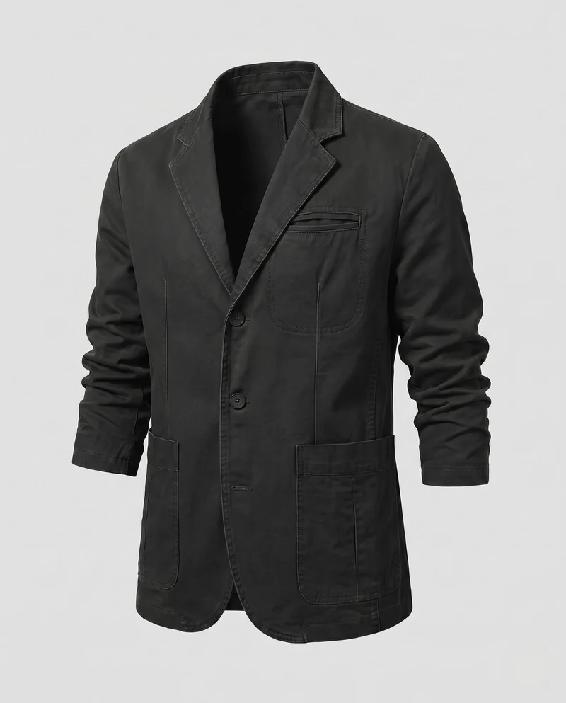 Männer Canvas Blazer im Field-Stil mit aufgesetzten Taschen und lässigem Schnitt Drune