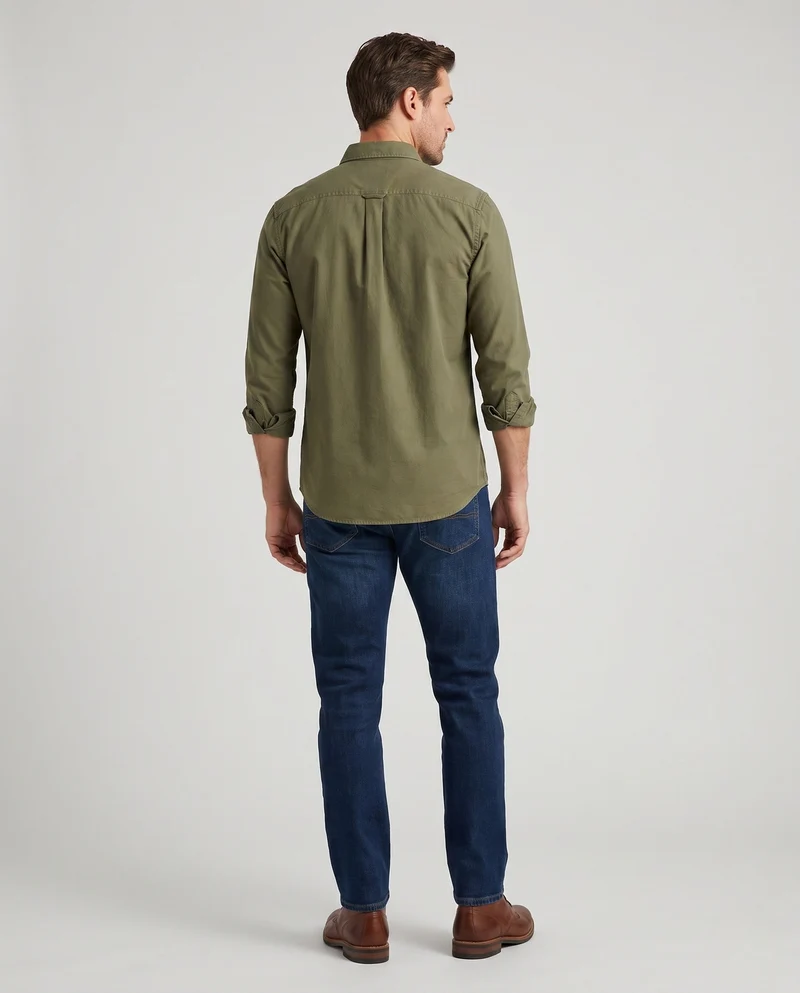 Herren Canvas Utility Overshirt mit Brusttaschen und lässigem Hemdkragen Drune