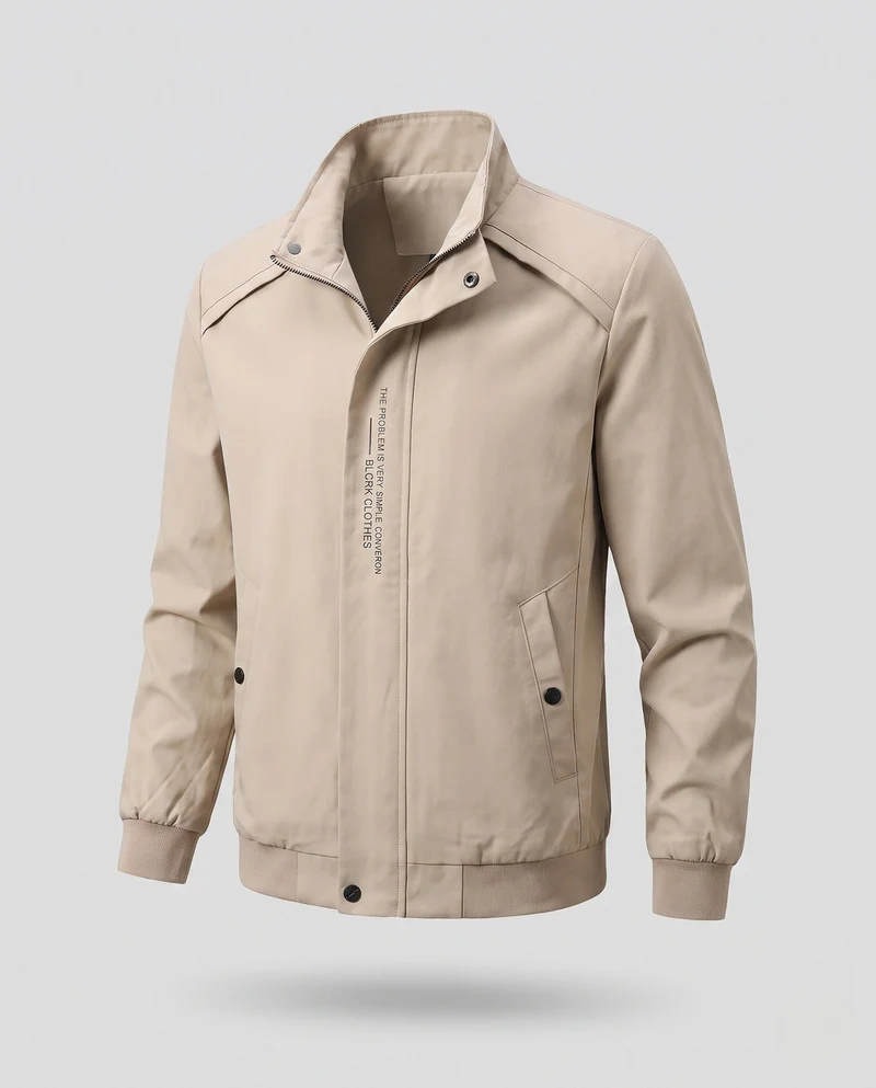 Herren Freizeit Bomberjacke im minimalistischen urbanen Look mit Stehkragen und gerippten Bündchen Drune