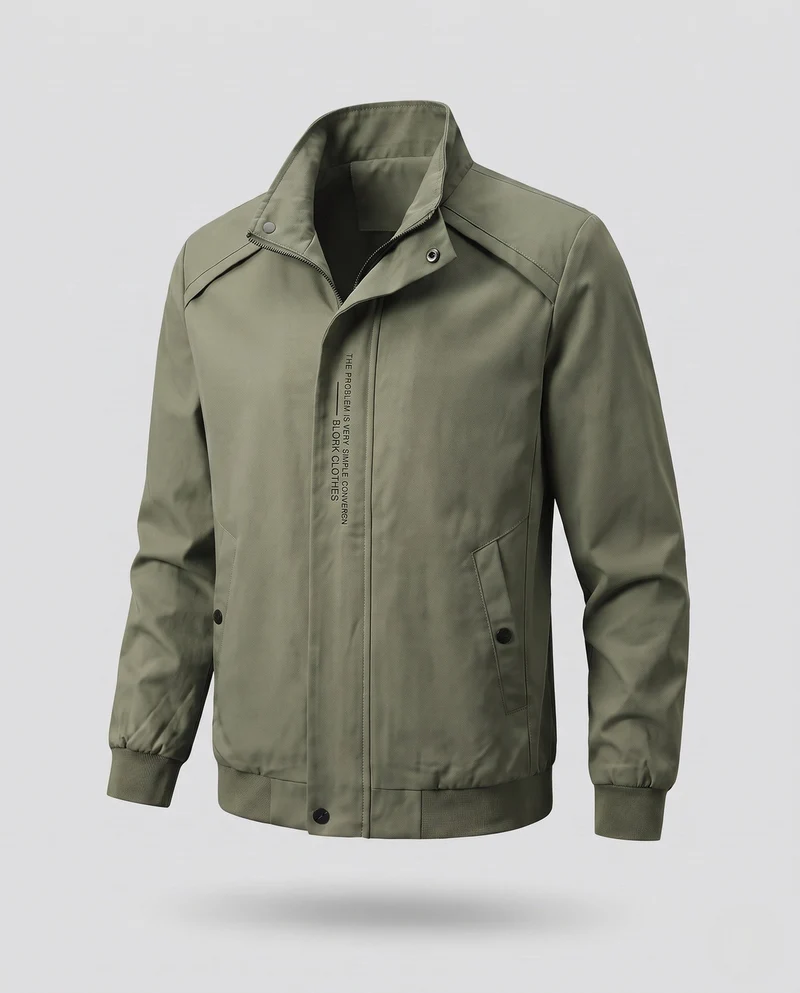 Herren Freizeit Bomberjacke im minimalistischen urbanen Look mit Stehkragen und gerippten Bündchen Drune
