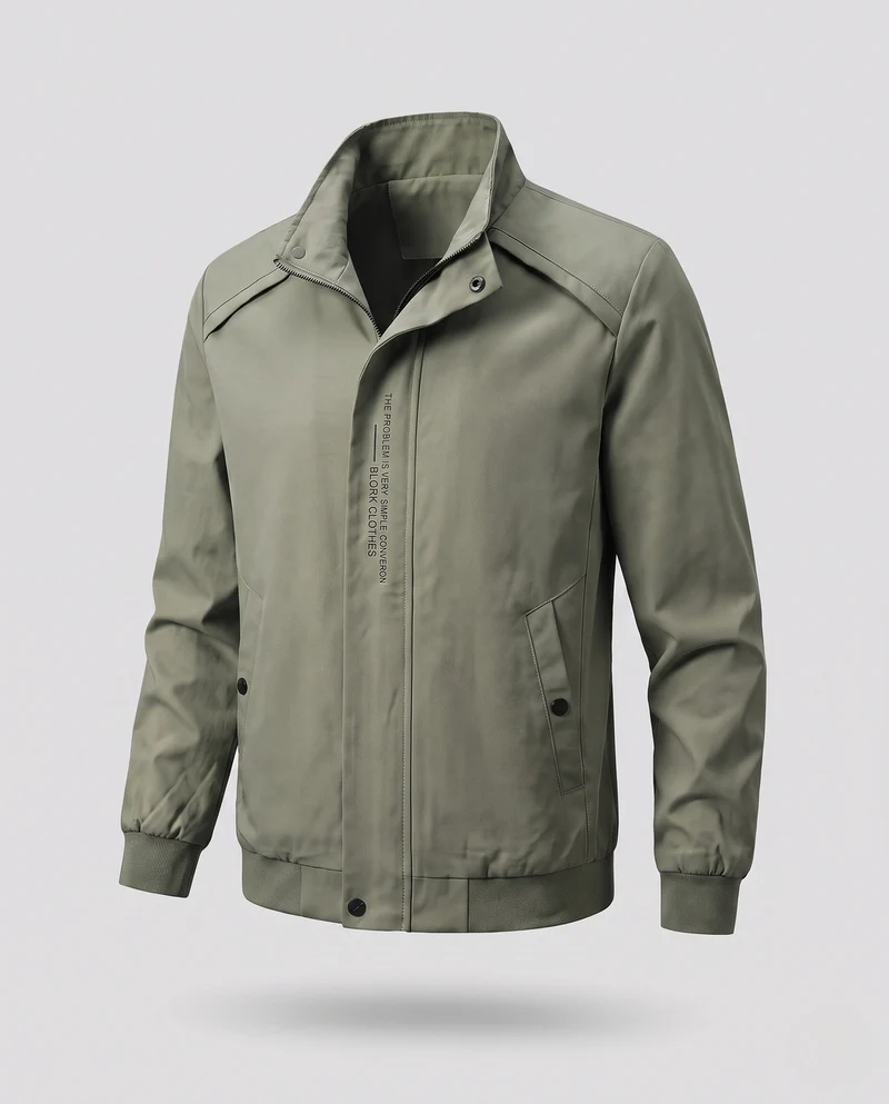 Herren Freizeit Bomberjacke im minimalistischen urbanen Look mit Stehkragen und gerippten Bündchen Drune