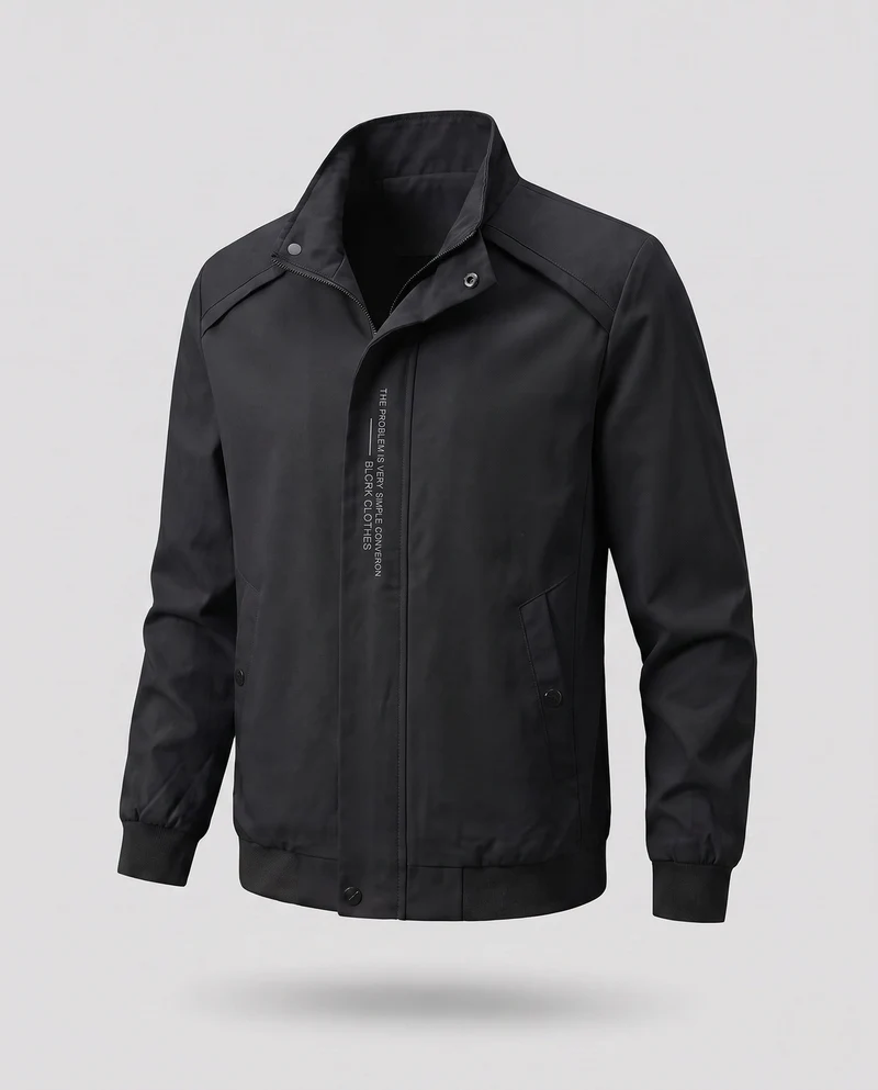 Herren Freizeit Bomberjacke im minimalistischen urbanen Look mit Stehkragen und gerippten Bündchen Drune