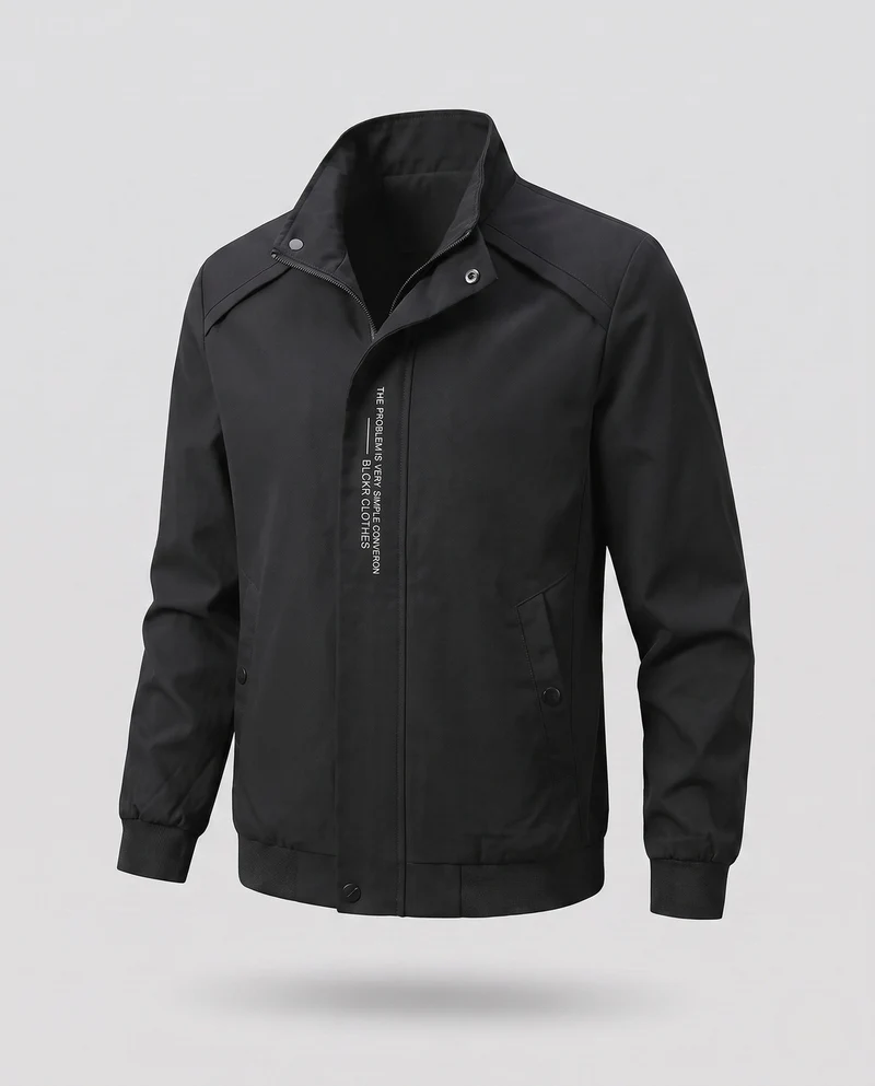 Herren Freizeit Bomberjacke im minimalistischen urbanen Look mit Stehkragen und gerippten Bündchen Drune