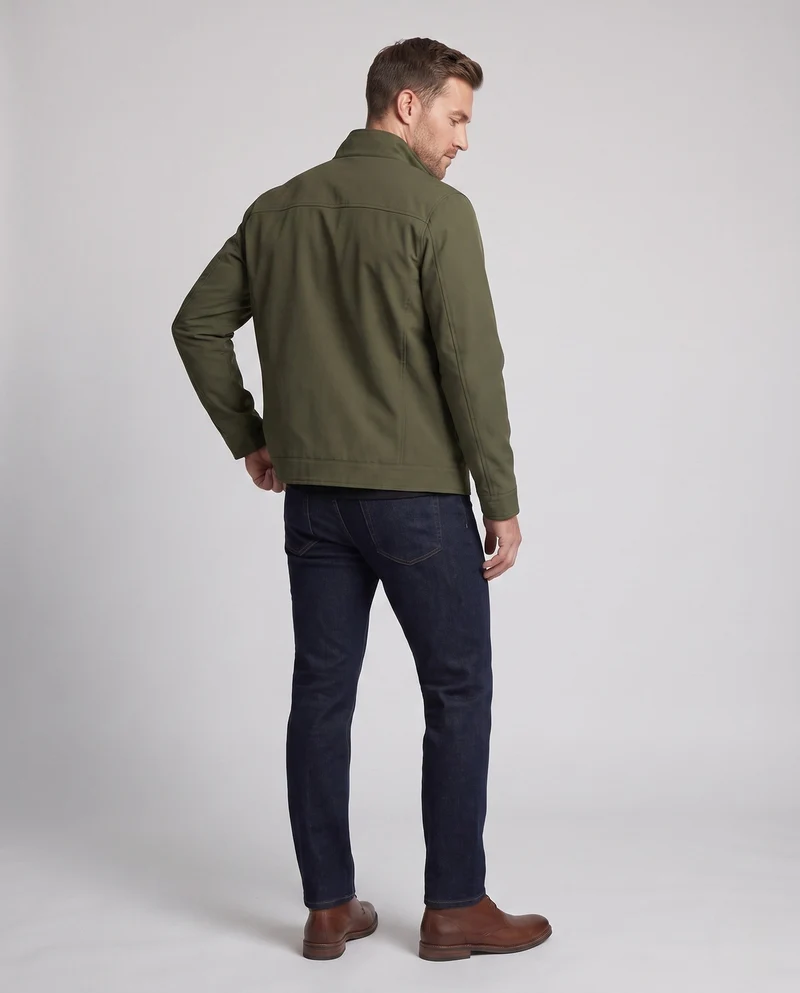 Herren Freizeit Canvas Blouson mit Stehkragen, Reißverschlusstaschen und wärmendem Fleece-Futter Drune