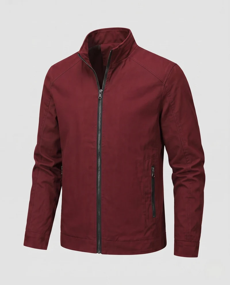 Herren Freizeit Canvas Blouson mit Stehkragen, Reißverschlusstaschen und wärmendem Fleece-Futter Drune