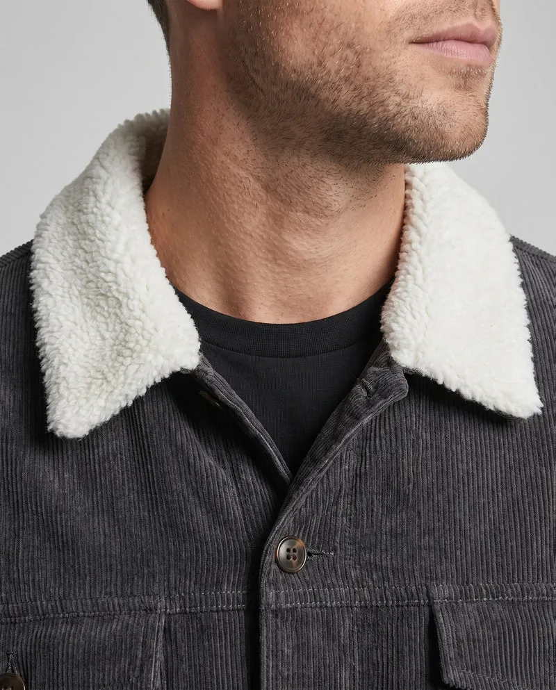 Herren Cord Arbeitsjacke mit vollem Sherpa-Futter, Hemdkragen und Seitentaschen Drune