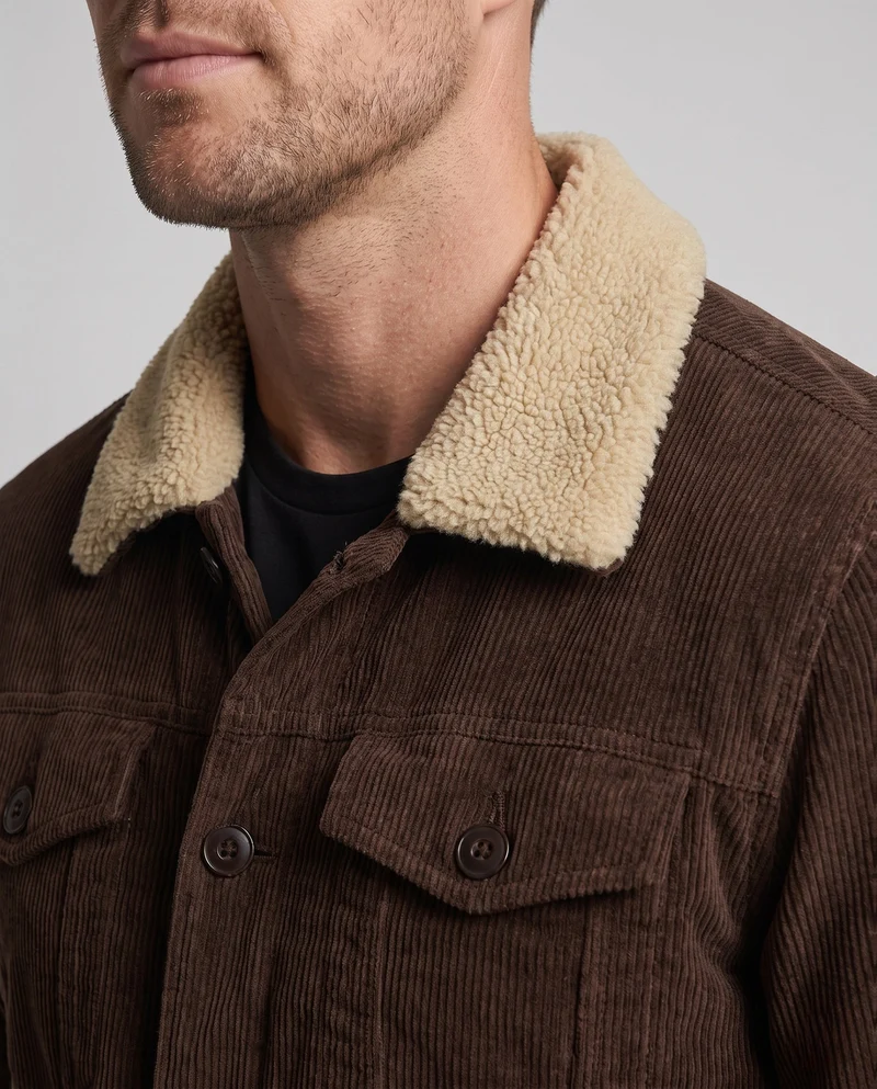 Herren Cordjacke mit komplettem Sherpa-Futter und Reverskragen Drune