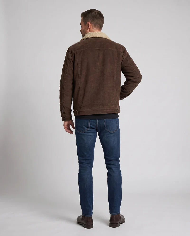 Herren Cordjacke mit komplettem Sherpa-Futter und Reverskragen Drune