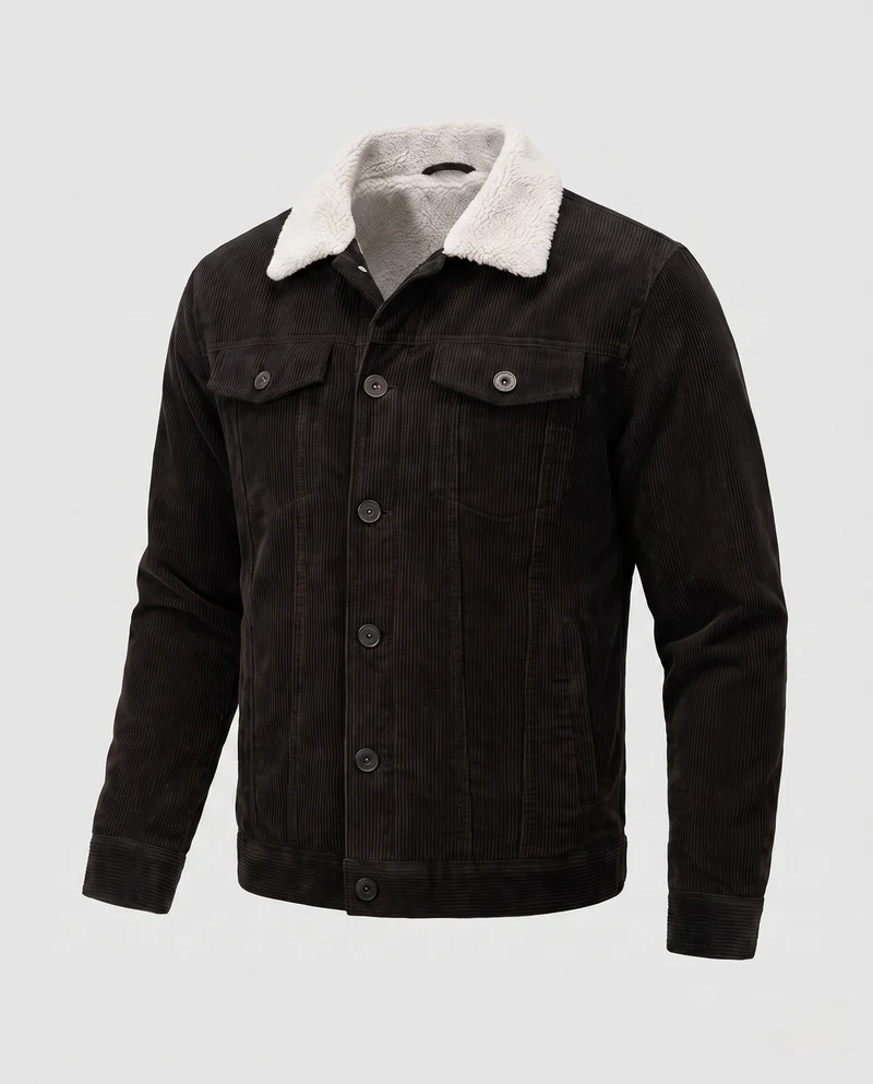 Herren Cordjacke mit komplettem Sherpa-Futter und Reverskragen Drune