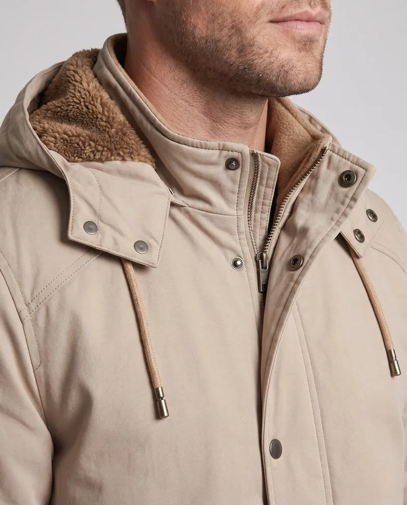 Herren Feldparka im Canvas-Look mit wärmendem Teddy-Fleece-Futter und Utility-Taschen Drune