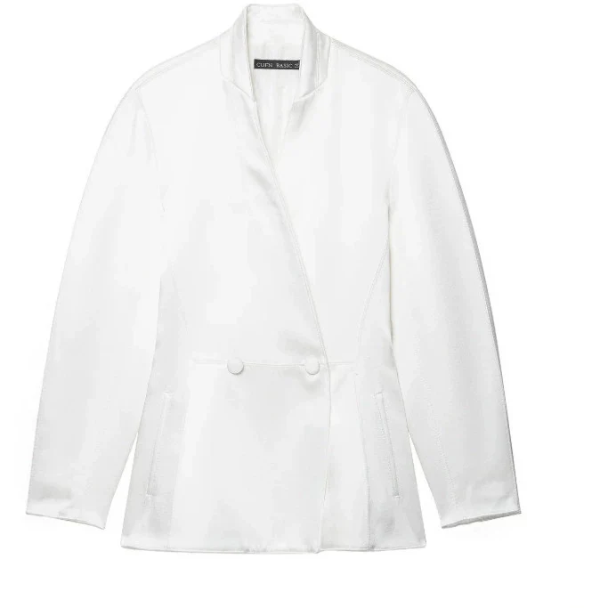 Damen Taillierte Blazerjacke mit asymmetrischer Knopfleiste und Rundhalsausschnitt Drune