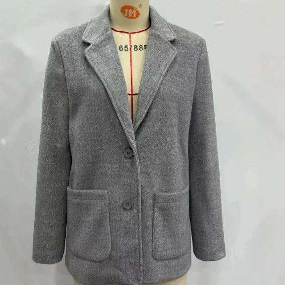 Damen Taillierte Blazerjacke mit asymmetrischer Knopfleiste und Rundhalsausschnitt Drune