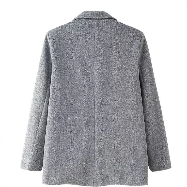 Damen Taillierte Blazerjacke mit asymmetrischer Knopfleiste und Rundhalsausschnitt Drune