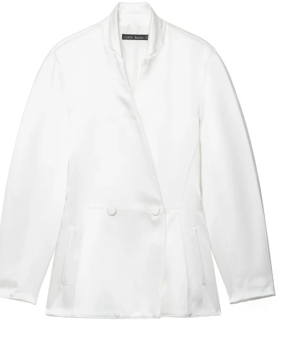 Damen Taillierte Blazerjacke mit asymmetrischer Knopfleiste und Rundhalsausschnitt Drune