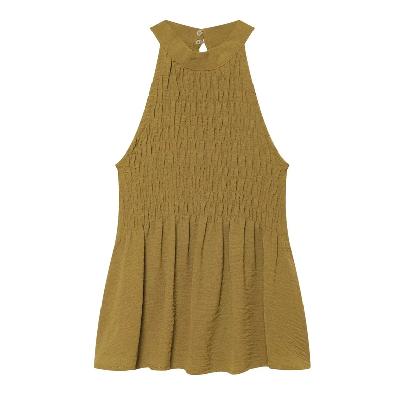 Damen Stufige Wide‑Leg Jersey‑Hose mit hoher Bundpassform und Volantdetails Drune
