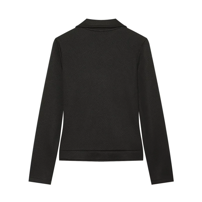 Damen Strukturierter Bikerblazer mit asymmetrischem Reißverschluss und silbernen Details Drune