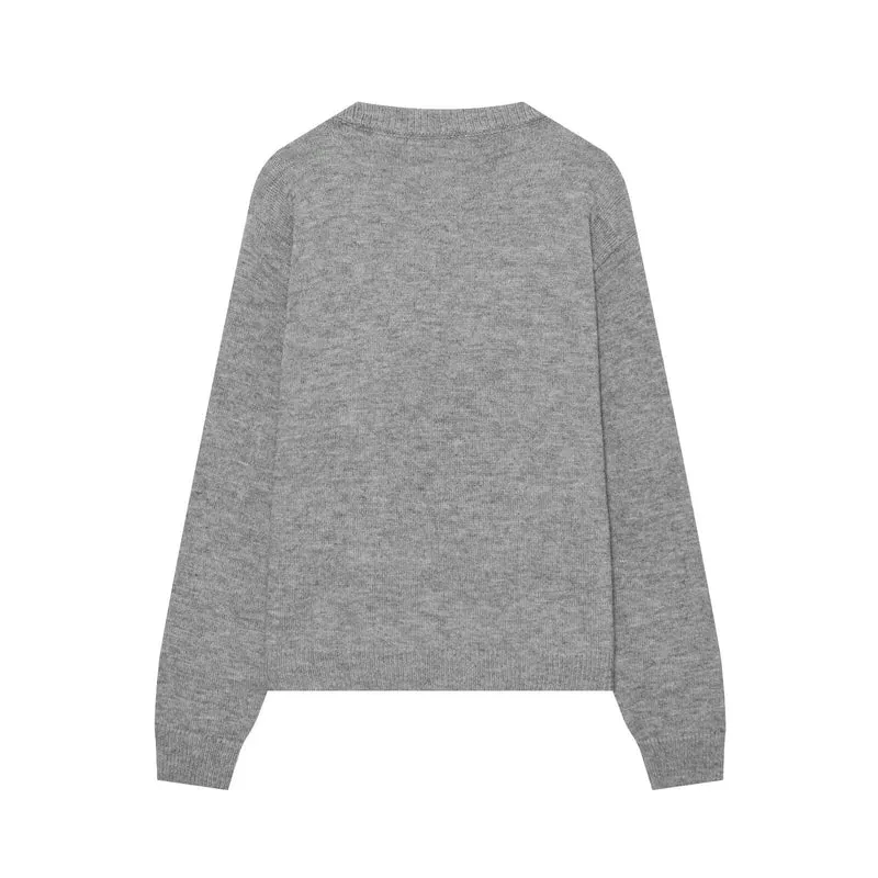 Damen Strickcardigan mit Hasenintarsien und dekorativem Knebelverschluss Drune