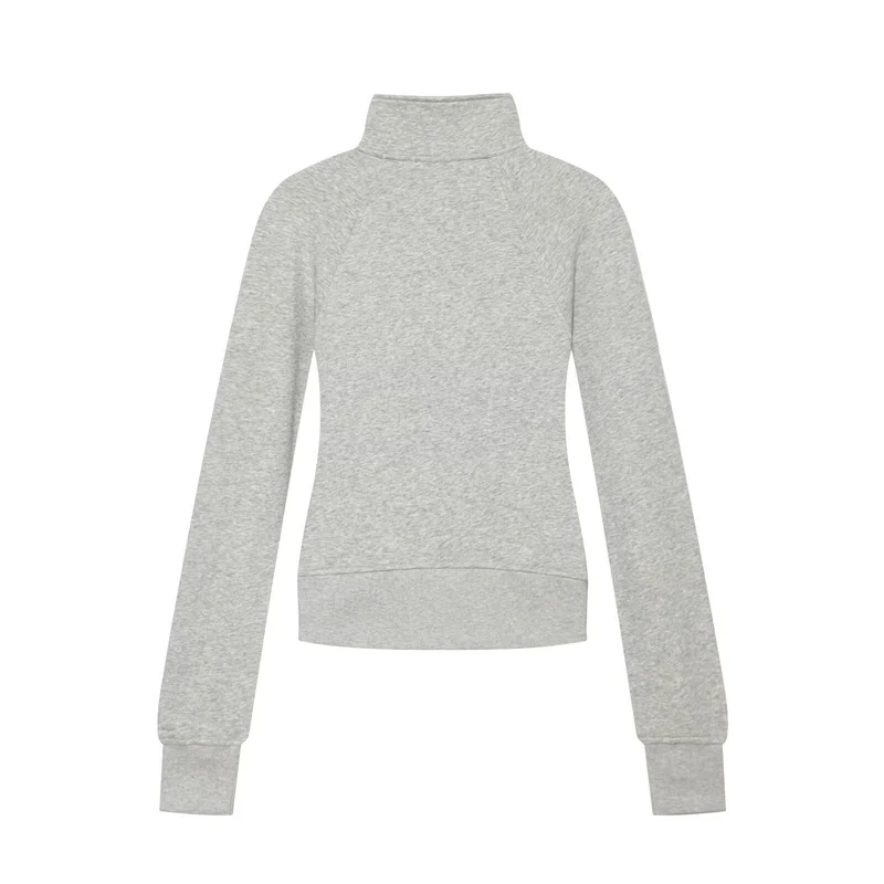 Damen Slim‑Fit Sweatjacke mit Stehkragen und Zwei‑Wege‑Reißverschluss Drune