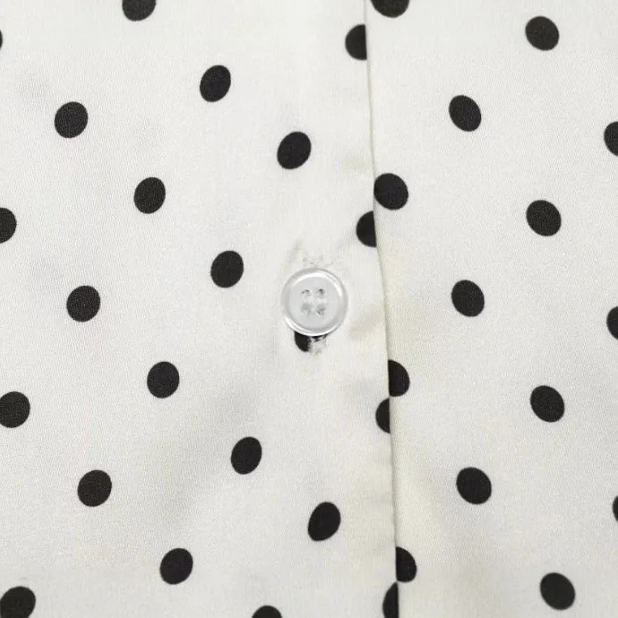 Damen Seidenoptik‑Bluse mit Schleifenkragen und Volantmanschetten Drune
