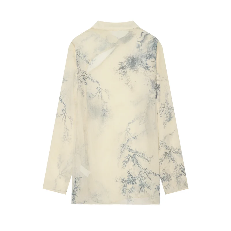 Damen Seidenbluse im Kimono‑Stil mit Mandarinkragen und dekorativer Knotenknopfleiste Drune