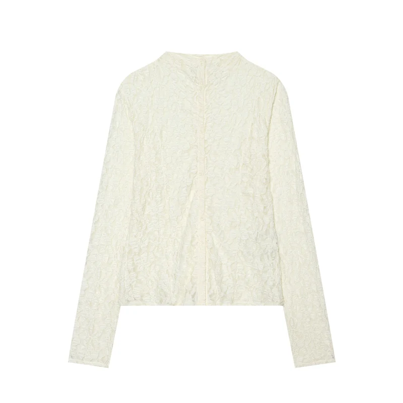 Damen Rückenknopf-Feinspitzen-Cardigan mit floralem Strukturmuster Drune