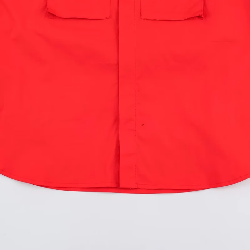 Damen Oversize Utility‑Hemdjacke mit hohem Stehkragen und aufgesetzten Brusttaschen Drune