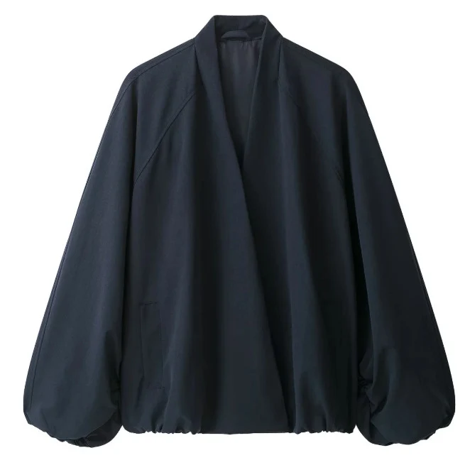 Damen Oversize‑Kimono‑Jacke mit voluminösen Ballonärmeln und elastischem Saum Drune