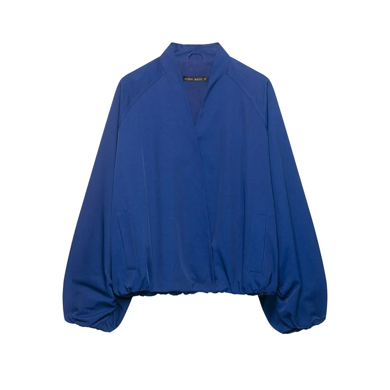 Damen Oversize‑Kimono‑Jacke mit voluminösen Ballonärmeln und elastischem Saum Drune