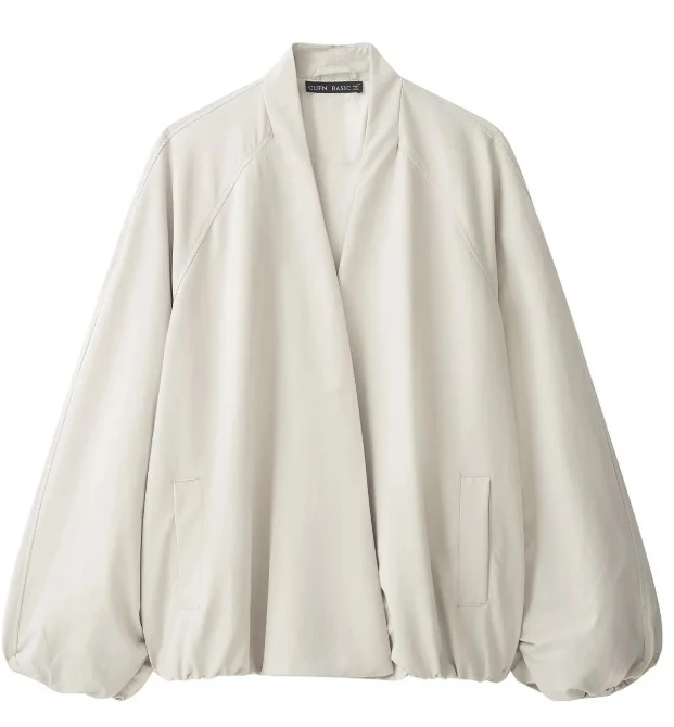 Damen Oversize‑Kimono‑Jacke mit voluminösen Ballonärmeln und elastischem Saum Drune