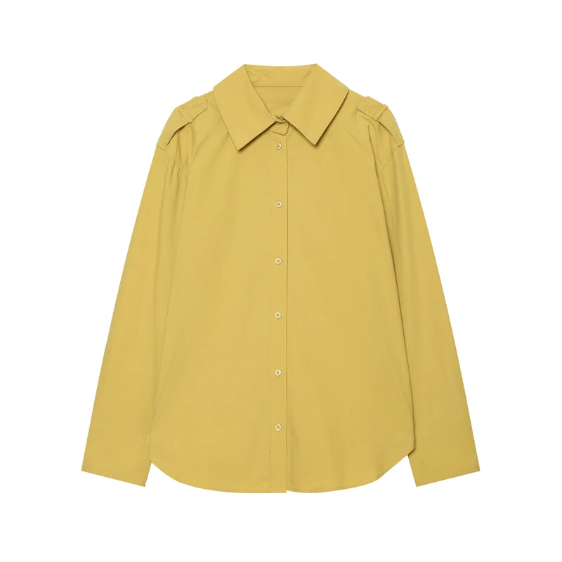 Damen Oversize‑Hemdbluse mit breitem Kentkragen und Schulterklappen Drune