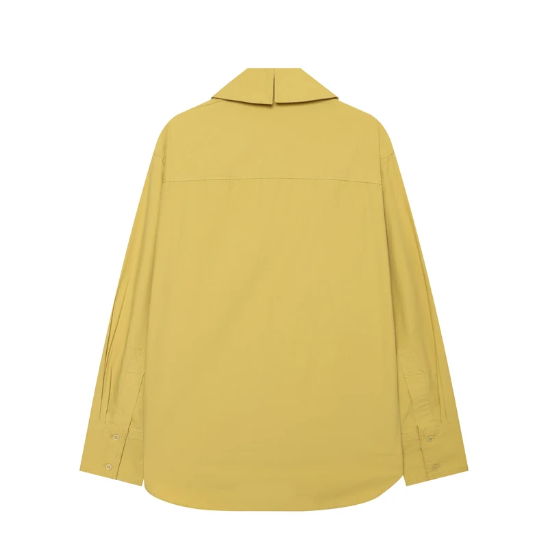 Damen Oversize‑Hemdbluse mit breitem Kentkragen und Schulterklappen Drune