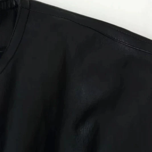 Damen Oversize Cropped Kunstleder‑Bomberjacke mit Rundhalsausschnitt und elastischem Saum Drune