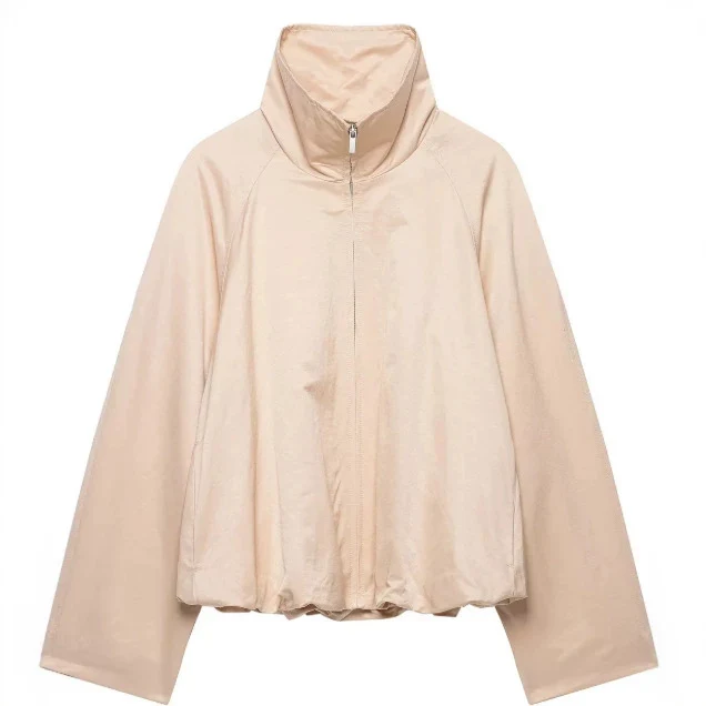 Damen Oversize‑Blousonjacke mit Funnelkragen, Raglanärmeln und verstellbarem Saum Drune
