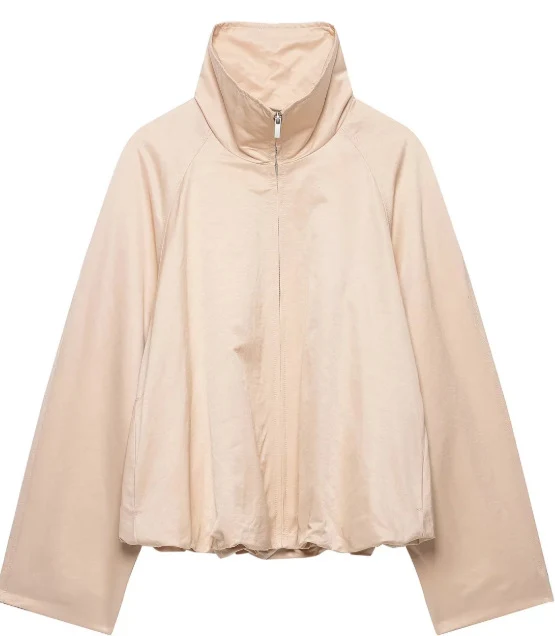 Damen Oversize‑Blousonjacke mit Funnelkragen, Raglanärmeln und verstellbarem Saum Drune