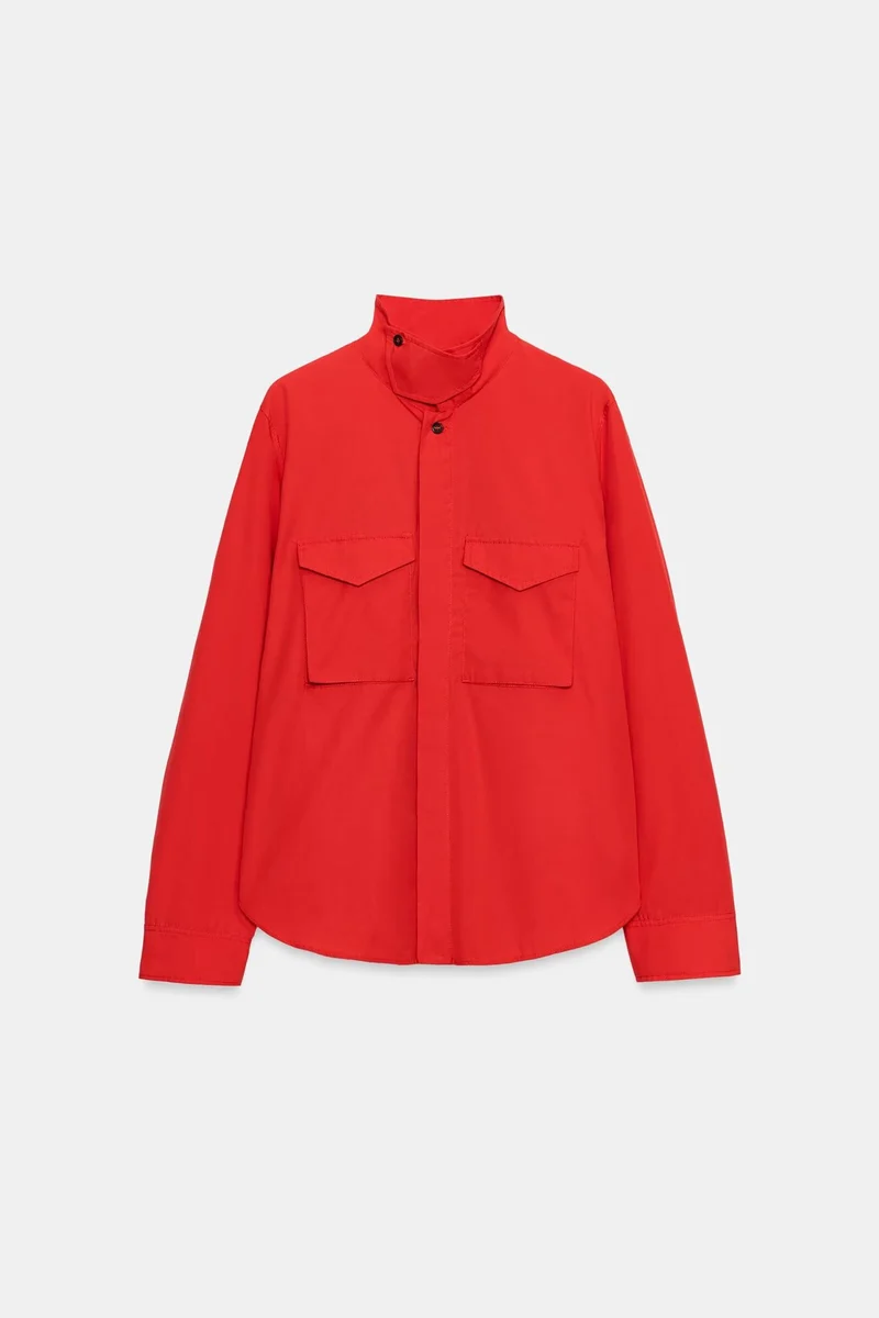 Damen Overshirt mit Stehkragen und aufgesetzten Brusttaschen Drune